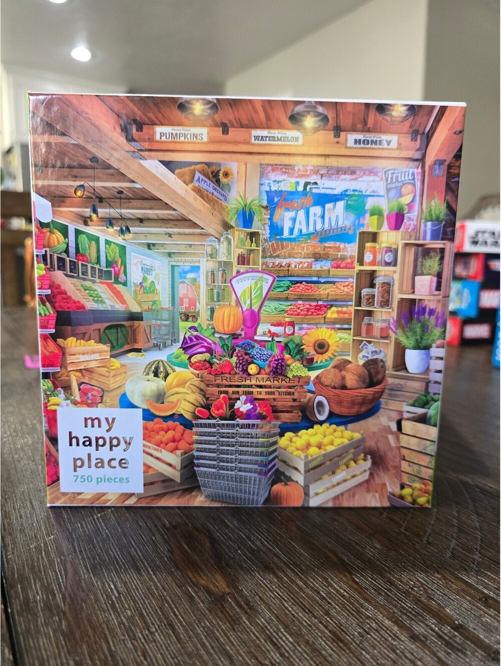 RoseArt My Happy Place Organic Fresh Market 750 Pc Puzzle Lars Stewart NEW
